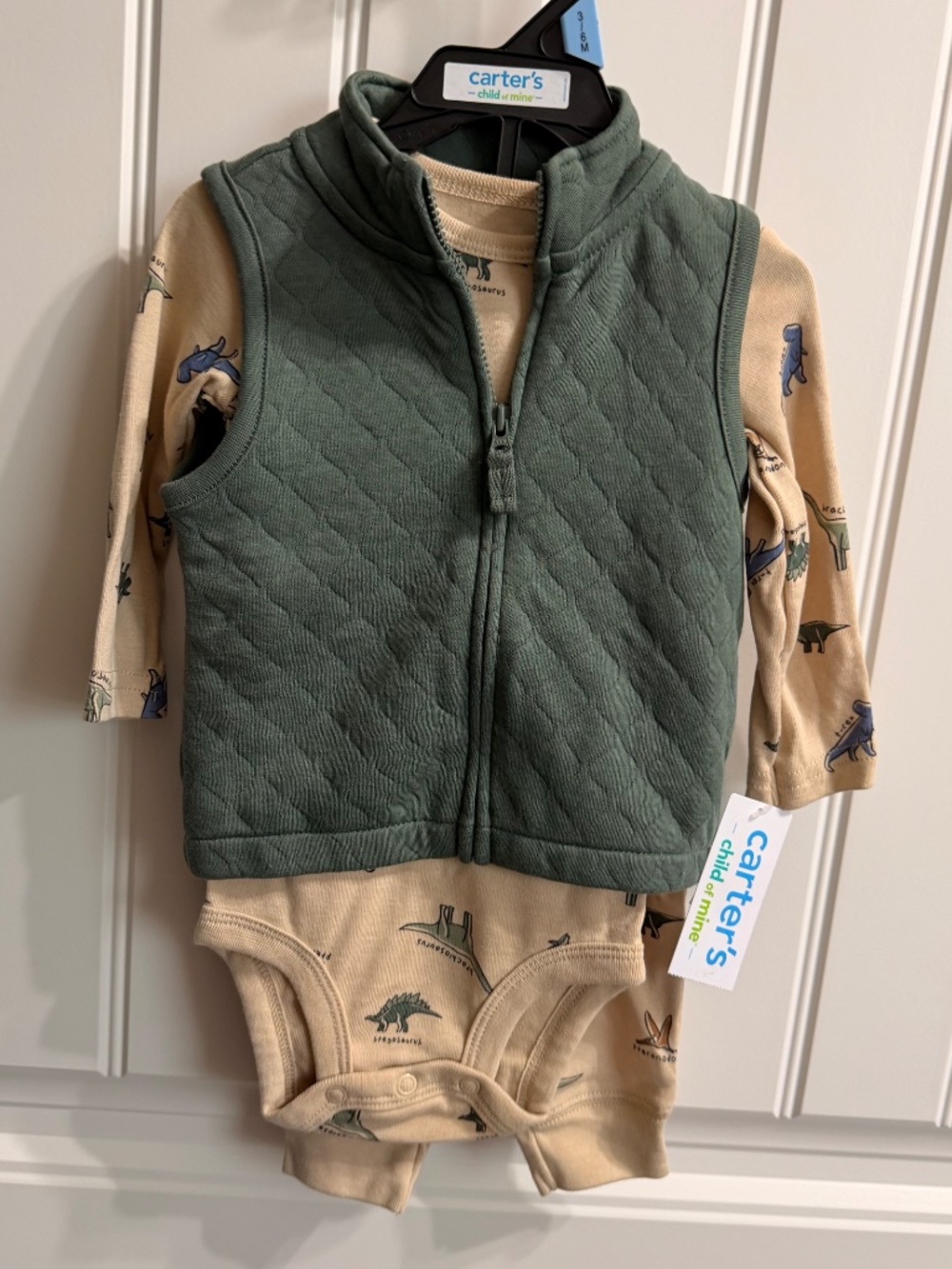 Carter's 3-pc Dinosaur Vest Outfit, Size 3-6 Months
